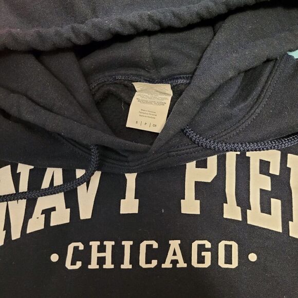 Vintage Gildan Navy Pier Chicago navy blue hoodies sweatshirt sweater - Picture 3 of 4